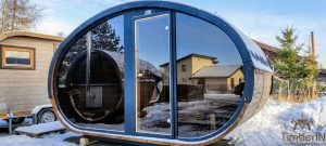 Oval utendørs sauna badstue Hobbit (10)