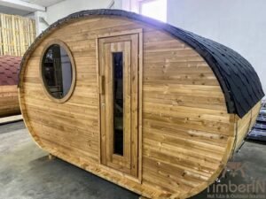 Oval utendørs sauna badstue Hobbit (8)