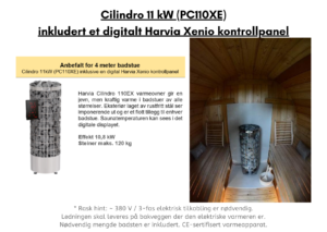 Cilindro 11 kW (PC110XE) inkludert et digitalt Harvia Xenio kontrollpanel barrel
