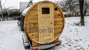 Utendørs fat sauna med trailer garderoben og vedovn (1)