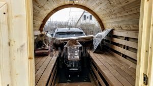 Utendørs fat sauna med trailer garderoben og vedovn (13)