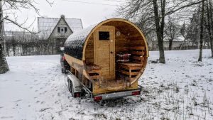 Utendørs fat sauna med trailer garderoben og vedovn (2)