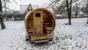 Utendørs fat sauna med trailer garderoben og vedovn (3)
