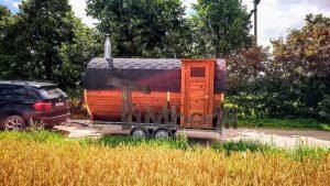 Utendørs fat sauna med trailer garderoben og vedovn (33)