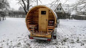 Utendørs fat sauna med trailer garderoben og vedovn (4)