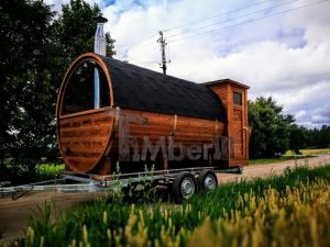 Utendørs fat sauna med trailer garderoben og vedovn (9)