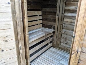 Utendørs igloo sauna med trailer garderoben og vedovn (22)