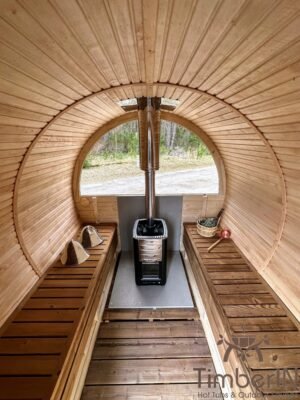 Utendørs badstuer sauna tønne med glassfiber badestamp (2)